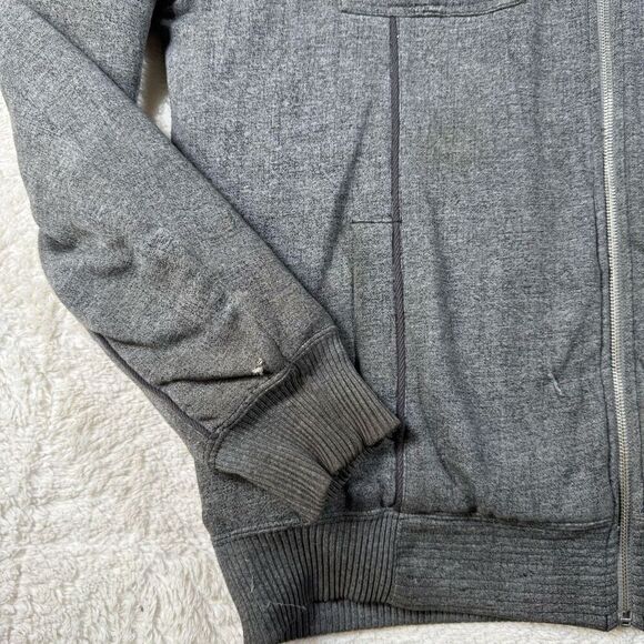 Fox Racing DELUXE Full Zip Hoodie Sherpa Faux Fur Y2K Grunge Men’s Gray - Picture 3 of 10